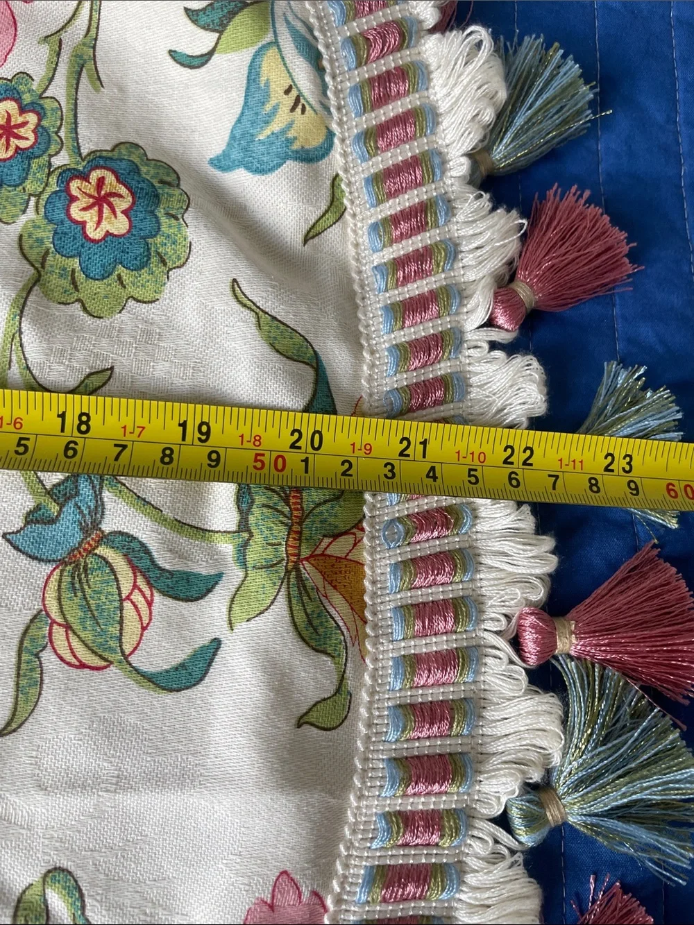 Biltmore Scalloped Fringed Valance in Cream with Multi Floral 86